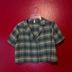 BP Green Plaid Cropped Shirt